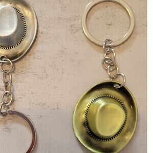 Gold-Tone Cowboy Hat Metal Keychain